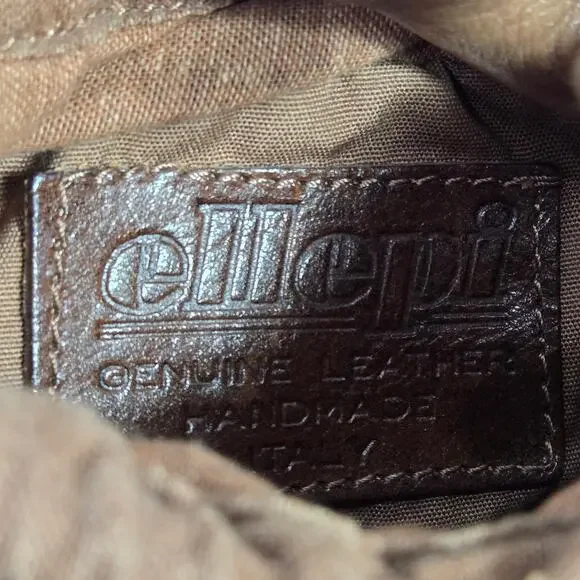 Vintage Ellepi Woven Bucket Bag Brown Leather Crossbody Drawstring Cottagecore - Picture 7 of 16